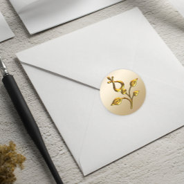 Roos Gold Floral Wedding Ronde Sticker