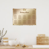 Roos Gold Floral Wedding Seating Chart Poster (Keuken)