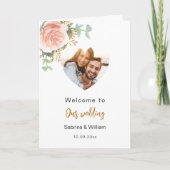 Roos Gold Florals Foto Welkomstprogramma Menu (Voorkant)