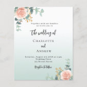 Roos Gold Florals Green Budget Bruiloft Uitnodigin Flyer (Voorkant)