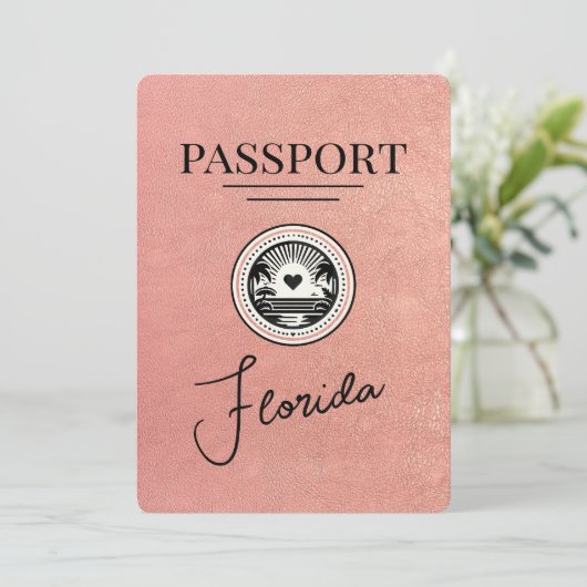 Roos Gold Florida Passport Bewaar de datum Save The Date (Staand voorkant)