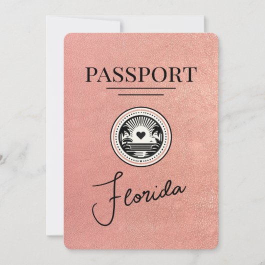 Roos Gold Florida Passport Bewaar de datum Save The Date (Voorkant)