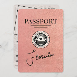 Roos Gold Florida Passport Bewaar de datum Save The Date