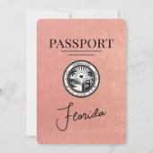 Roos Gold Florida Passport Wedding Invitation Kaart (Achterkant)
