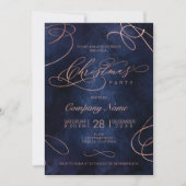 Roos Gold Flourish Script Navy Christmas Corporate Kaart (Voorkant)
