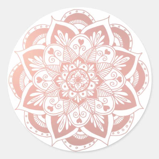 Roos Gold Flower Mandala Sticker (Voorkant)