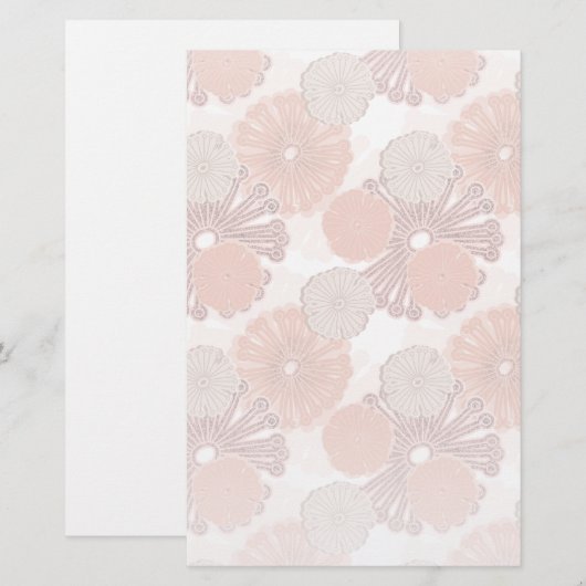 Roos Gold Flower Pattern Briefpapier (Voorkant / Achterkant)
