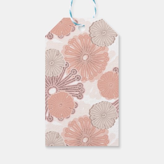 Roos Gold Flower Pattern Cadeaulabel (Achterkant)