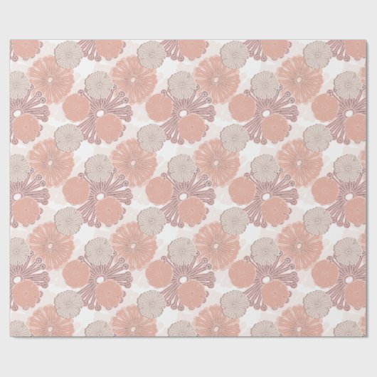 Roos Gold Flower Pattern Cadeaupapier (Vlak)
