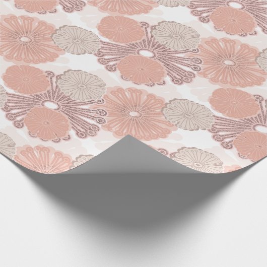 Roos Gold Flower Pattern Cadeaupapier (Hoek)