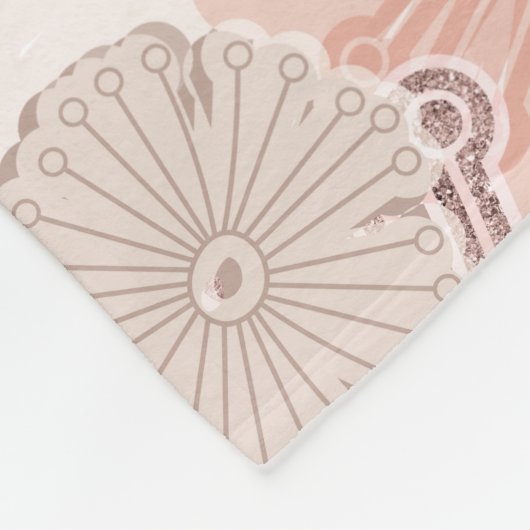 Roos Gold Flower Pattern Fleece Deken (Hoek)