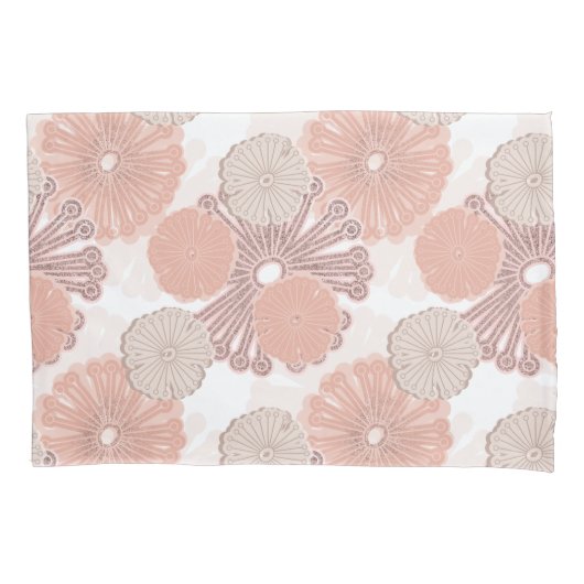 Roos Gold Flower Pattern Kussensloop (Voorkant)