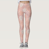 Roos Gold Flower Pattern Leggings (Voorkant)