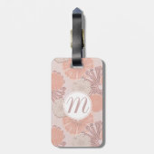 Roos Gold Flower Pattern & Monogram Bagagelabel (Achterkant verticaal)