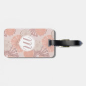 Roos Gold Flower Pattern & Monogram Bagagelabel (Achterkant horizontaal)