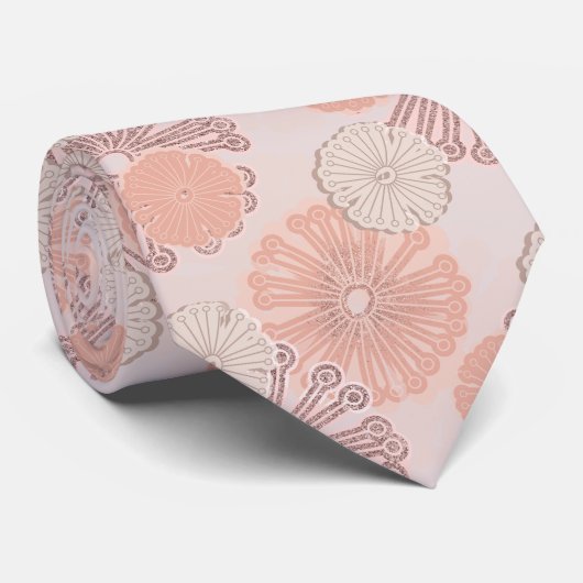 Roos Gold Flower Pattern Stropdas (Opgerold)