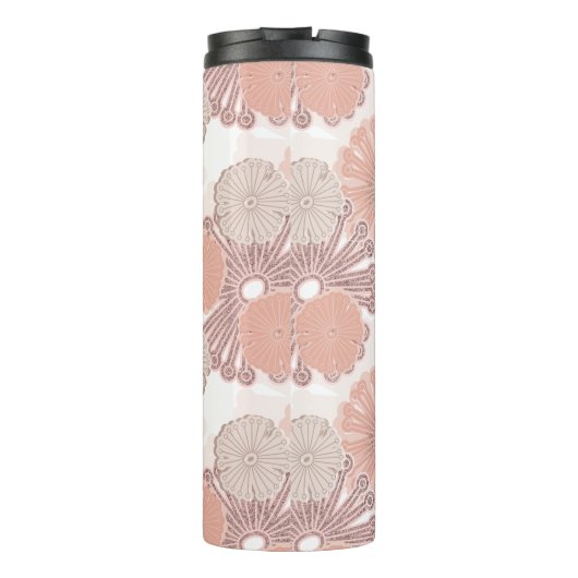 Roos Gold Flower Pattern Thermosbeker (Achterkant)