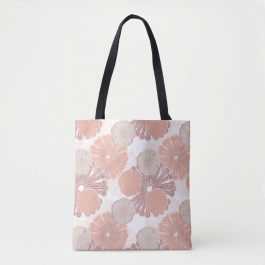 Roos Gold Flower Pattern Tote Bag (Voorkant)