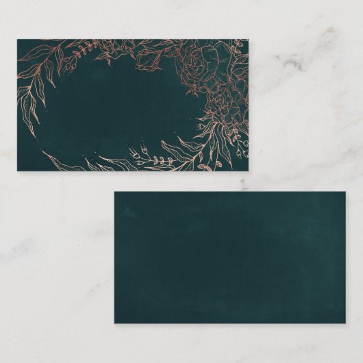 Roos Gold Flower Wreath Emerald Green Wedding Plaatskaartje (Voorkant / Achterkant)