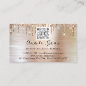 Roos Gold Flowers geborsteld Drip QR CODE Logo Visitekaartje (Achterkant)