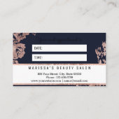 Roos Gold Flowers Navy Blue Appointment Card Afsprakenkaartje (Achterkant)
