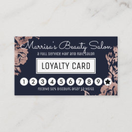 Roos Gold Flowers Navy Blue Loyalty Discount Punch