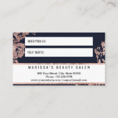 Roos Gold Flowers Navy Blue Reference Card Aanbevelingskaartje (Achterkant)