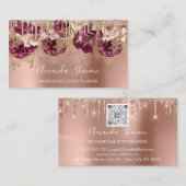 Roos Gold Flowers Poeder Drip QR CODE Logo Visitekaartje (Voorkant / Achterkant)