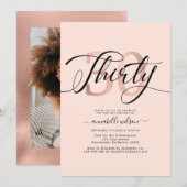 Roos Gold Foil 30e verjaardag foto uitnodiging (Voorkant / Achterkant)