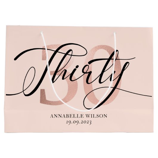 Roos Gold Foil 30e verjaardag  Groot Cadeauzakje (Achterkant)