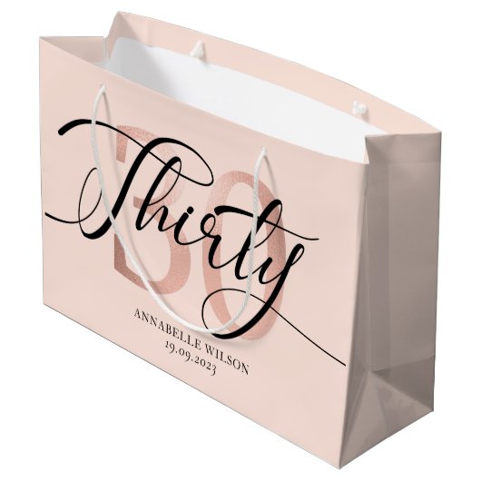 Roos Gold Foil 30e verjaardag  Groot Cadeauzakje (Achterkant Gekanteld)