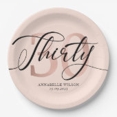 Roos Gold Foil 30e verjaardag Papieren Bordje (Voorkant)
