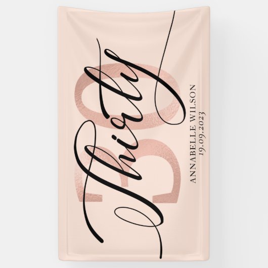 Roos Gold Foil 30e verjaardag   Spandoek (Verticaal)