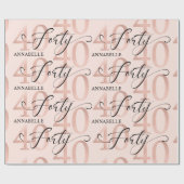 Roos Gold Foil 40e verjaardag Cadeaupapier (Vlak)