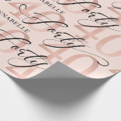 Roos Gold Foil 40e verjaardag Cadeaupapier (Hoek)