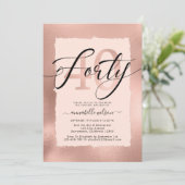 Roos Gold Foil 40th Birthday Foto  Kaart (Staand voorkant)