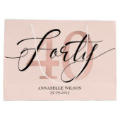 Roos Gold Foil 40th Birthday Large Gift Bag Groot Cadeauzakje (Achterkant)