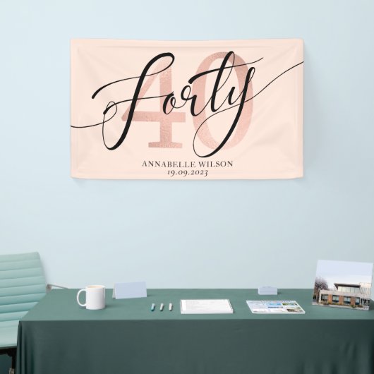 Roos Gold Foil 40th BirthdayBanner Spandoek (Beurs)