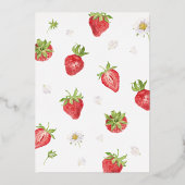 Roos Gold Foil aardbei Berry First Birthday Folie Uitnodiging (Achterkant)