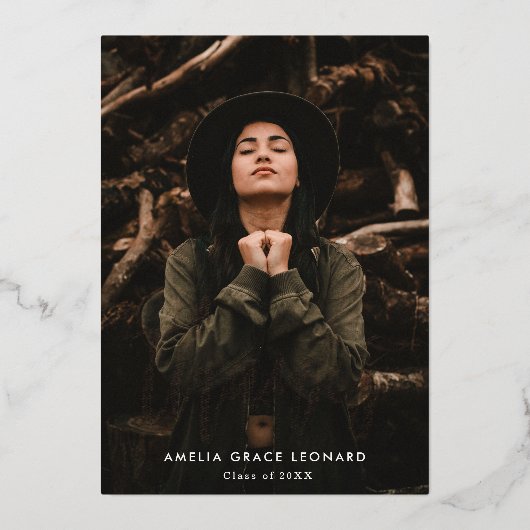 Roos Gold Foil Afstuderen met scripts Hartelijk da Folie Uitnodiging (Voorkant)