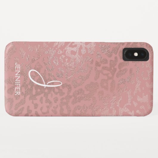 Roos Gold Foil Animal Pattern Monogram Case-Mate iPhone Case (Achterkant (horizontaal))