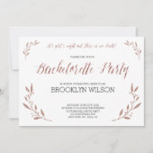 Roos Gold Foil Bachelorette Party nodigt Floral ui Kaart (Voorkant)