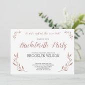 Roos Gold Foil Bachelorette Party nodigt Floral ui Kaart (Staand voorkant)