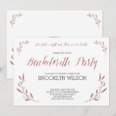 Roos Gold Foil Bachelorette Party nodigt Floral ui Kaart (Voorkant / Achterkant)
