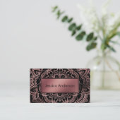 Roos Gold Foil Badge over Mandala en Black Visitekaartje (Staand voorkant)
