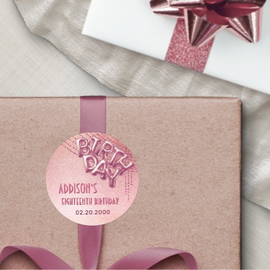 Roos Gold Foil Balloons Verjaardag Ronde Sticker