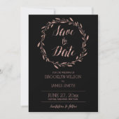 Roos Gold Foil Bespaar de datumkaarten met zwarte  Save The Date (Voorkant)