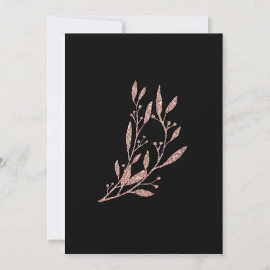 Roos Gold Foil Bespaar de datumkaarten met zwarte Save The Date (Achterkant)