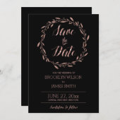 Roos Gold Foil Bespaar de datumkaarten met zwarte Save The Date (Voorkant / Achterkant)