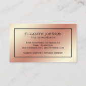 Roos Gold Foil Black Feather  Quill Pen Visitekaartje (Achterkant)